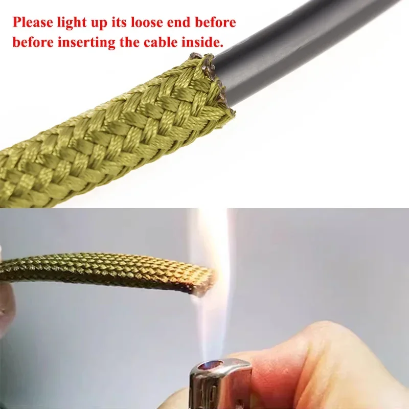 1m ~ 20m Polyamide Cable Sleeve 2.5mm - 60mm Wear Resistant Nylon Braided High Density Wire Fabric Cable Organizer