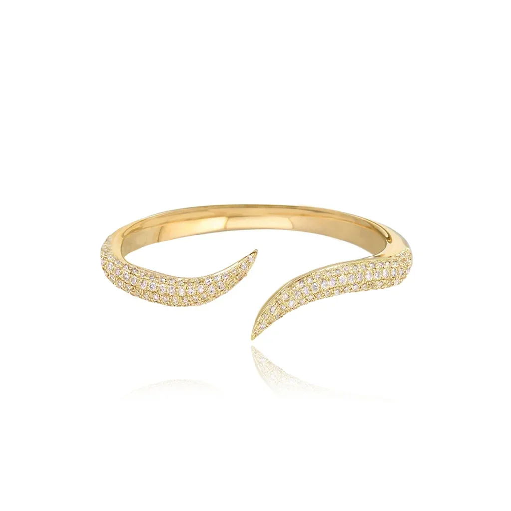 Micro Paved CZ Fashoin Women Open Rings 3 Colors Adjusted Spike Band Simple Unique Finger Jewelry