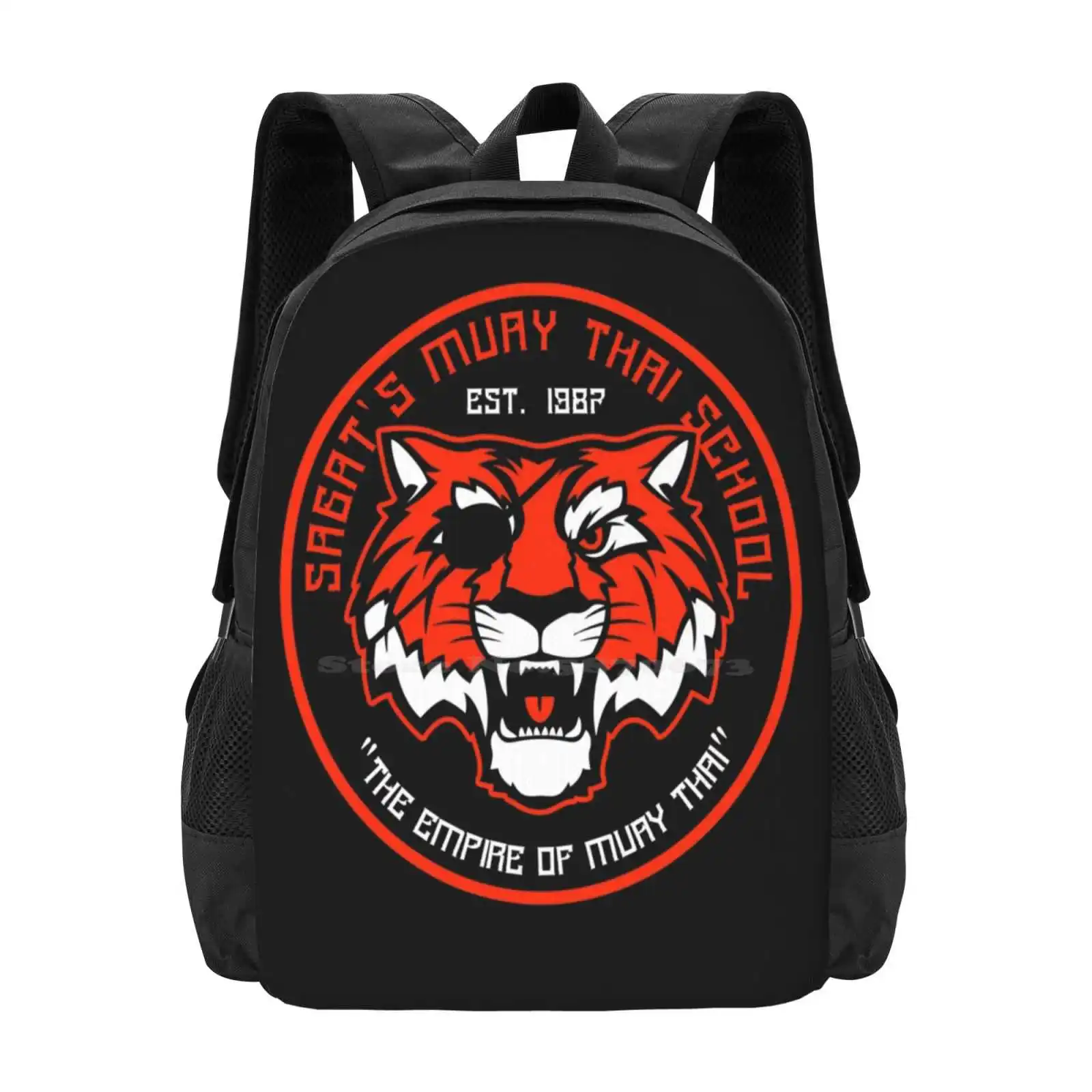 The God Of Muay Thai Dojo Fashion Pattern Design Travel Laptop School Backpack Bag God Of Muay Thai Sagat Parody Funny Popular