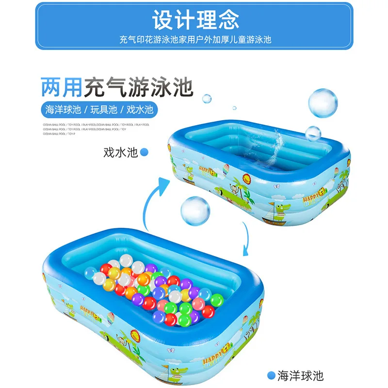 120/130CM Inflatable Swimming Pool Indoor Outdoor PVC Cartoon Thickening Swimming Pools for Toddler Kids Pool Gifts Water Fun