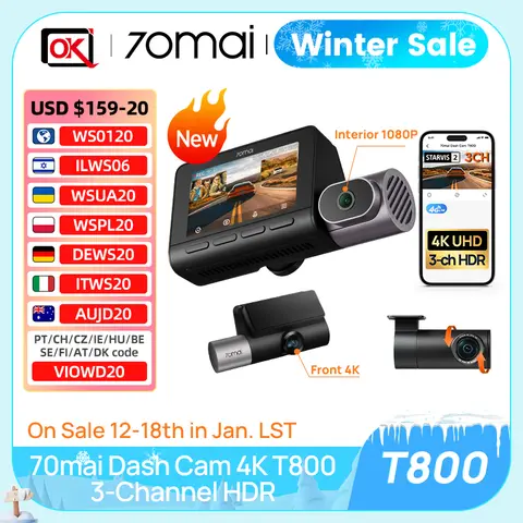 4K Dash Cam with GPS and ADAS 70mai