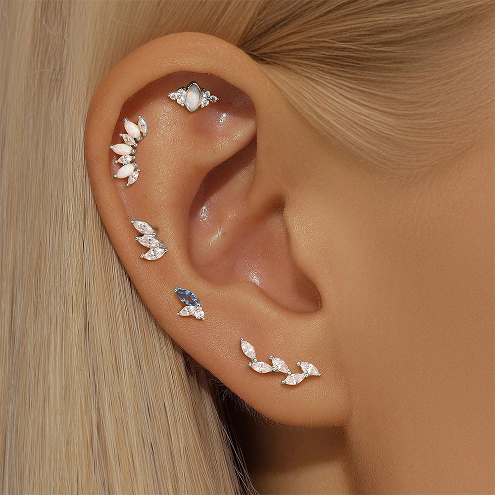 Aide S925 Sterling Silver Cartilage Piercing Studs Star/Heart Cartilage Earrings For Women Perfect Birthday & Gift Set for Her view 5