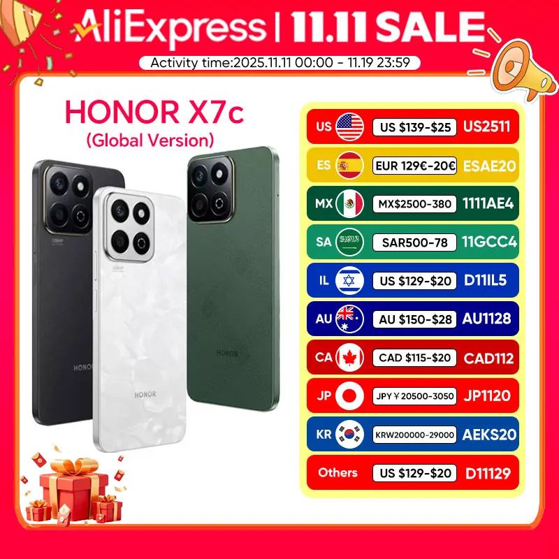 Global Version HONOR X7c 4G SmartPhone Snapdragon 685 6.77" 120Hz IPS LCD Display 108MP Camera 6000mAh Battery Anti-Fall Phone