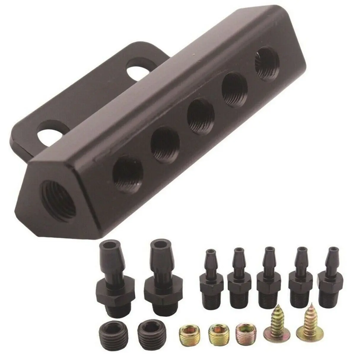 Compatible Vacuum Manifold Block Vacuum Port Block 1/8NPT Wastegate Turbo Boost 5 Port Car Vacuum Block Intake Manifold Kit