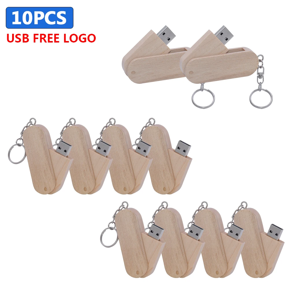 10 pcs/ USB with key ring  USB 2.0 flash drive 4gb 8gb 16gb 32gb pen drives Maple wood usb stick pendrive disk on key free logo