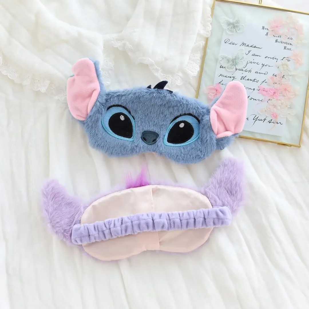 Cute Stitch Disney Eye Mask Plush Faux Shade Sleep Cartoon Plush Embroidery Anime Lilo & Stitch Nap Sleep Eye Mask