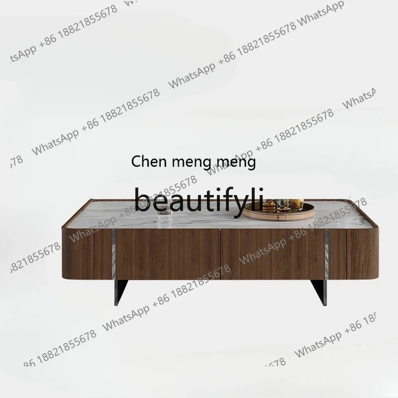 G Italian minimalist marble square coffee table combination, modern light luxury designer
