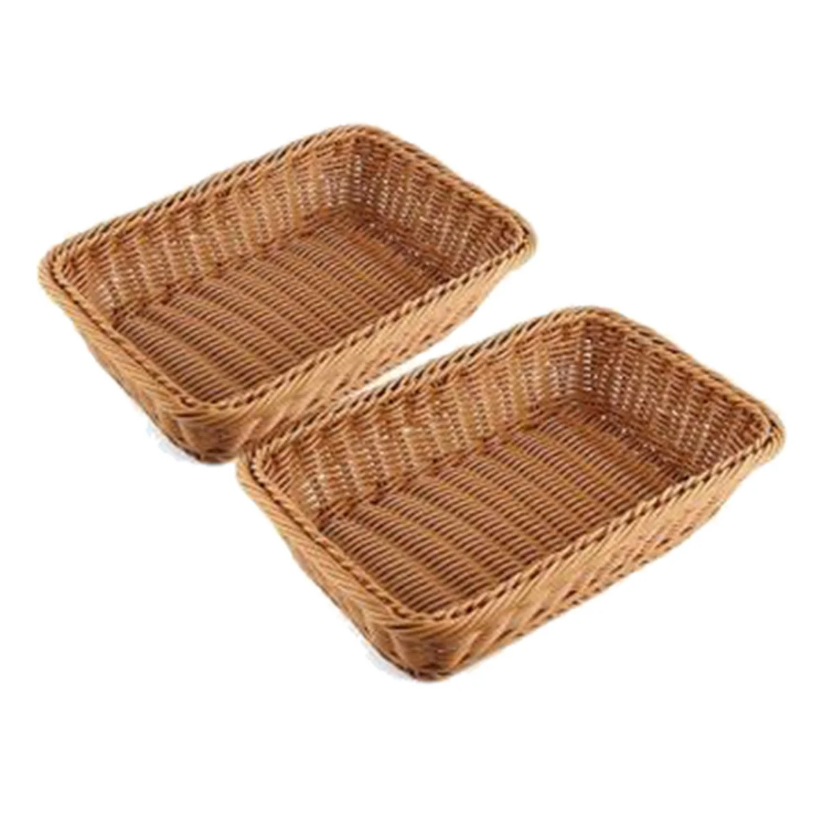 2 Pcs Rectangular Basket for Table or Counter Display for Bread,Fruits and Vegetables Wicker Baskets for Markets,Bakery