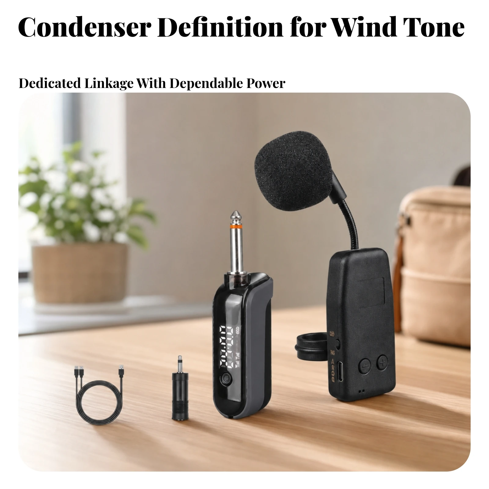 Instrument Pickup with Gooseneck Rechargeable Instrument Pickup with Transmitter and Receiver Low Latency Noise Reducing