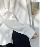 

Женская белая рубашка с защитой от солнца, тонкая повседневная блузка в корейском стиле с длинным рукавом, универсальный топ с отложным воротником в стиле Харадзюку
