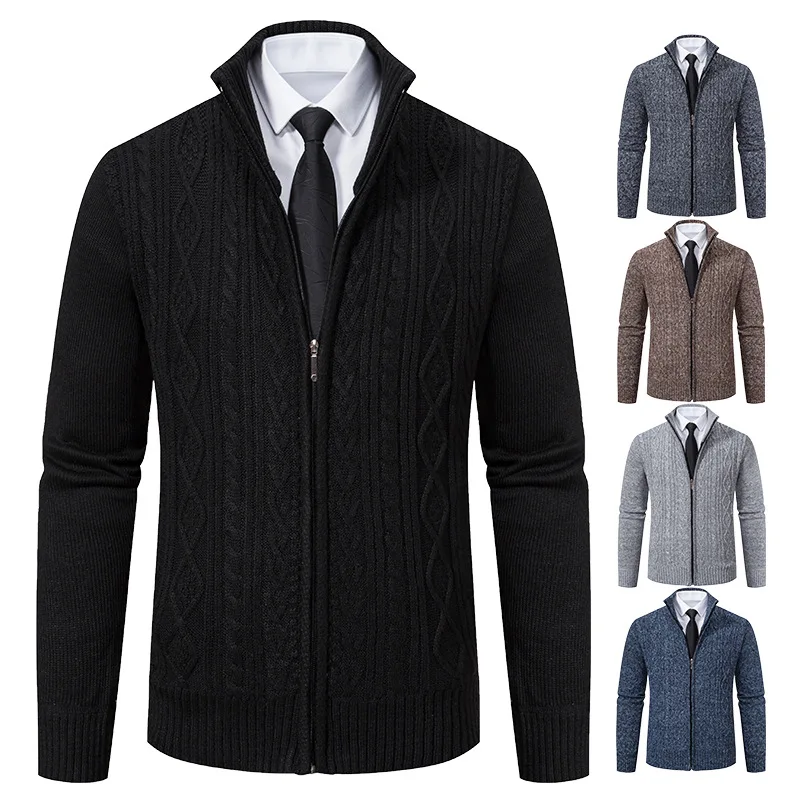 2023 Autumn New Men's Korean Edition Fashion Coat Middle and Young Long Sleeve Men's Sweater Knitted Cardigan Coat Men's