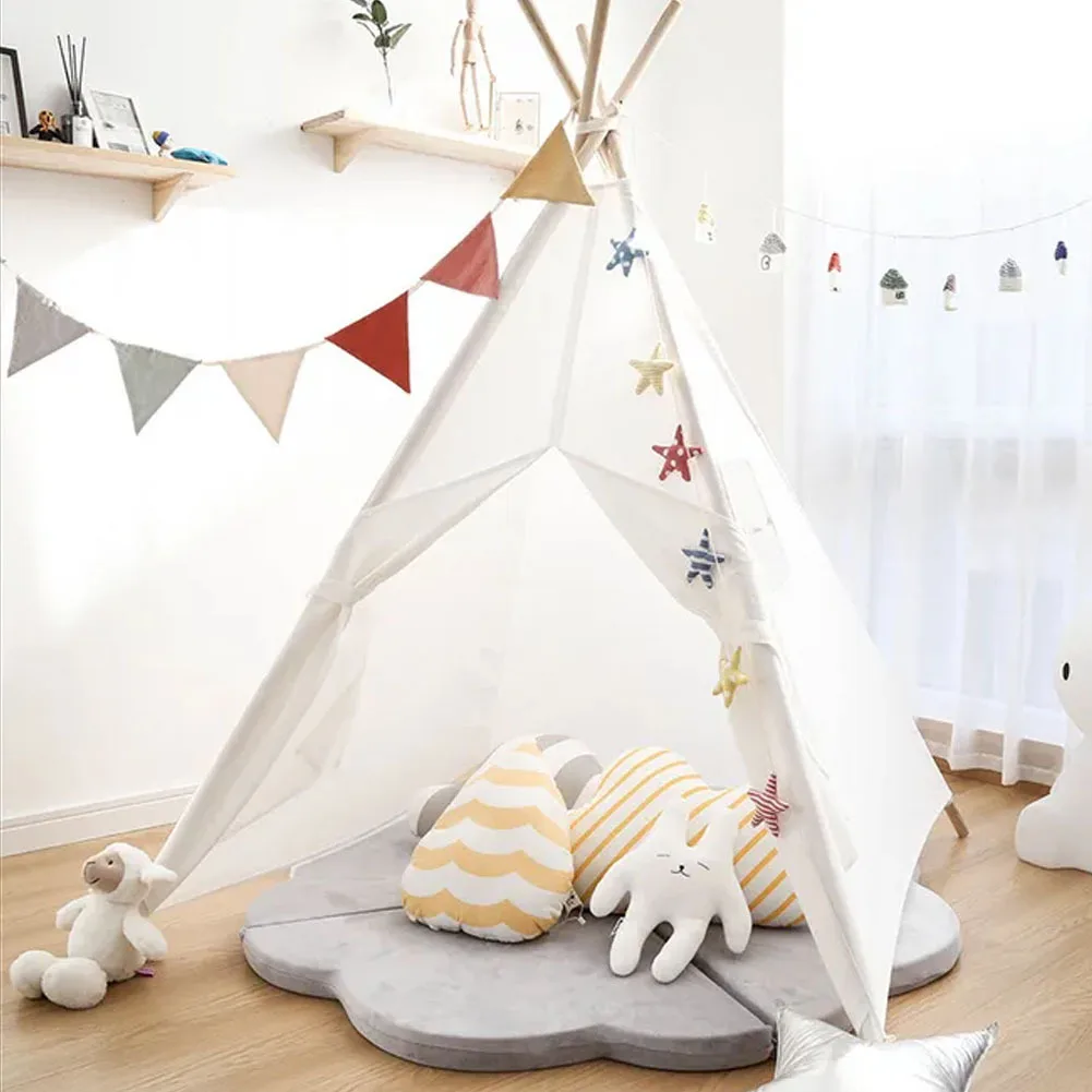 ins wind children's tent Indian triangular small tent pole length 1.80 meters white