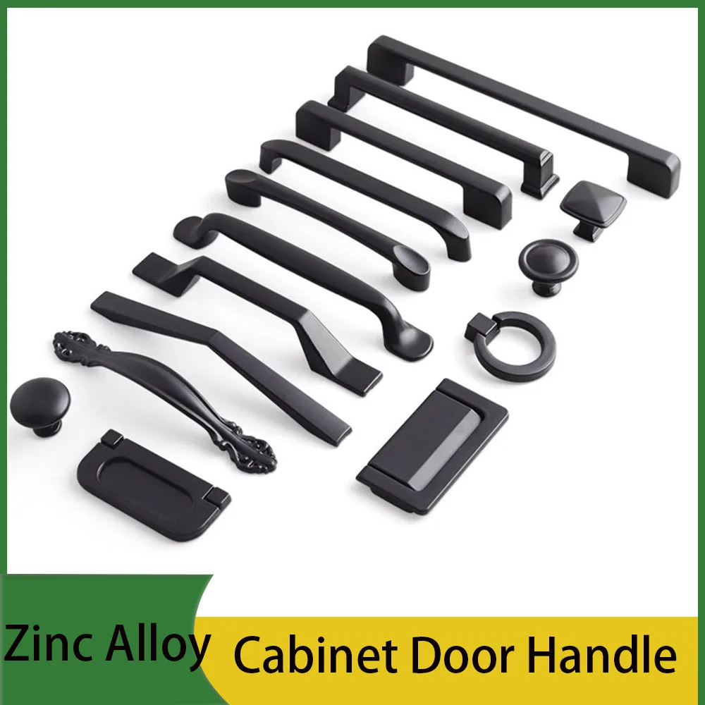 Dumb Black Aluminum Alloy Single Hole Cabinet Door Handle Wardrobe Cabinet Drawer Handle Household Furniture Hardware Handle
