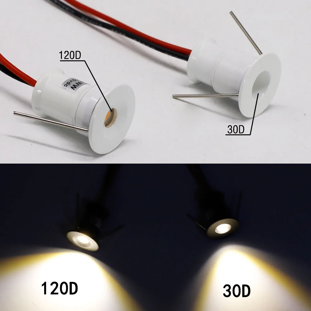 Mini LED Dimmable Ambient Spot Lâmpada, Holofotes, Recesso, Decoração para casa, Downlight, Teto, Quarto, Escada, Gabinete, 1W, 12V