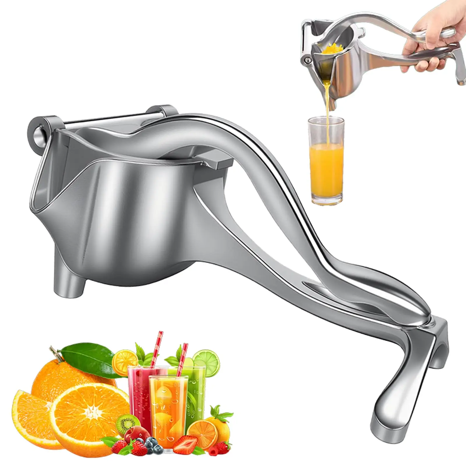 Fresh Fruit Juice Extractor Aluminum Alloy Manual Juice Squeezer Handheld Easy to Clean Heavy Duty Single Press Lemon Squeezer