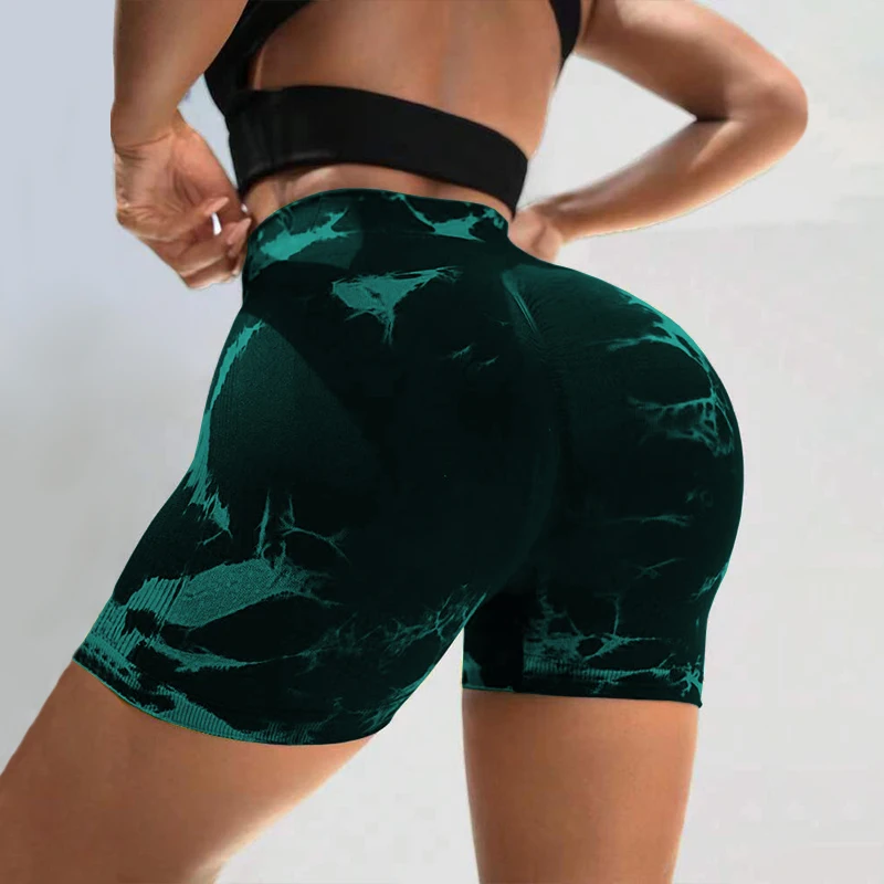 Tie Dye Workout Shorts for Women Scrunch Butt Lifting High Waist Yoga Gym Seamless Biker Shorts