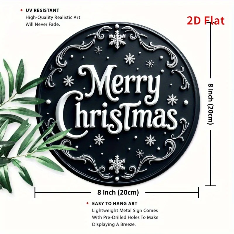 2D Flat Printing, 1pc, Merry Christmas Round Metal Sign, Suitable ForVibrant and Serene Decor for Living Room, Bedroom, Porch an