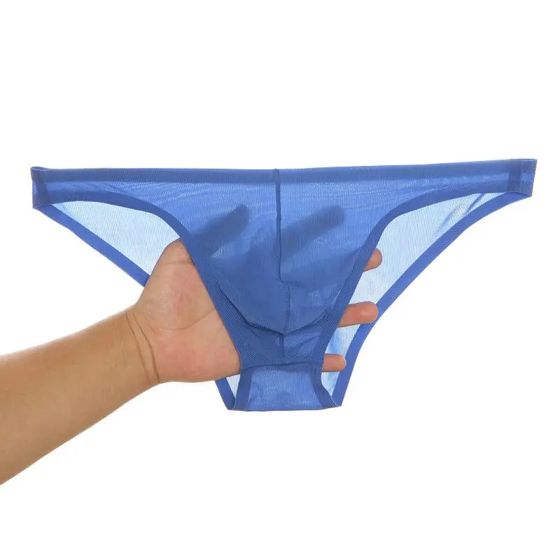 Ropa interior Sexy para hombre, calzoncillos transparentes ultrafinos de seda de hielo, bragas transpirables sin costuras, bolsa, Bikini, suspensorio