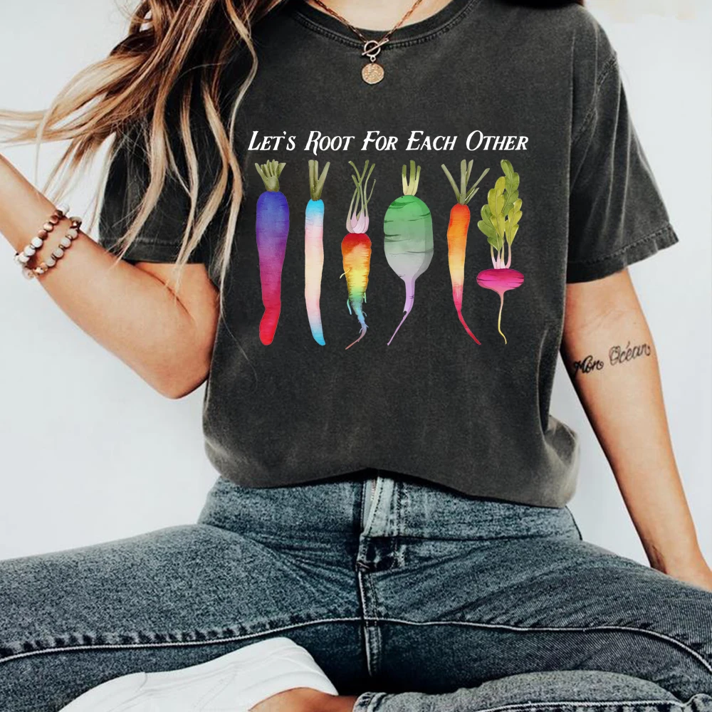 Let’s Root for Each Other T Shirt LGBTQ Plant Shirt Designs Plat Tshirt Pride Shirts Summer Casual Tee Unisex Short Sleeves Tops