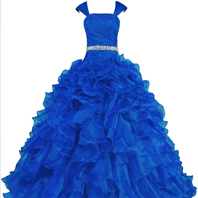 

ANGELSBRIDEP Cap Sleeve Ball Gown Quinceanera Dress Puffy Organza Ruffles Cheap Custom Quinceanera For 15 Years Old Party Dress