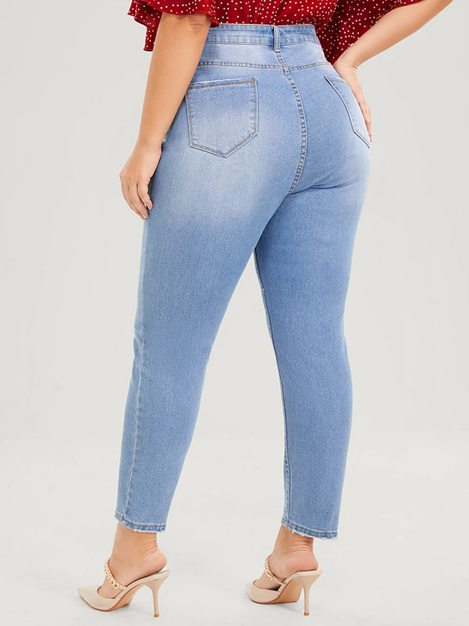 Plus Size Skinny Jeans for Women High Rise Women Jeans Stretchy Pencil Lady Denim Jeans 100 Kgs Mom Jeans Full Length Wash Jeans