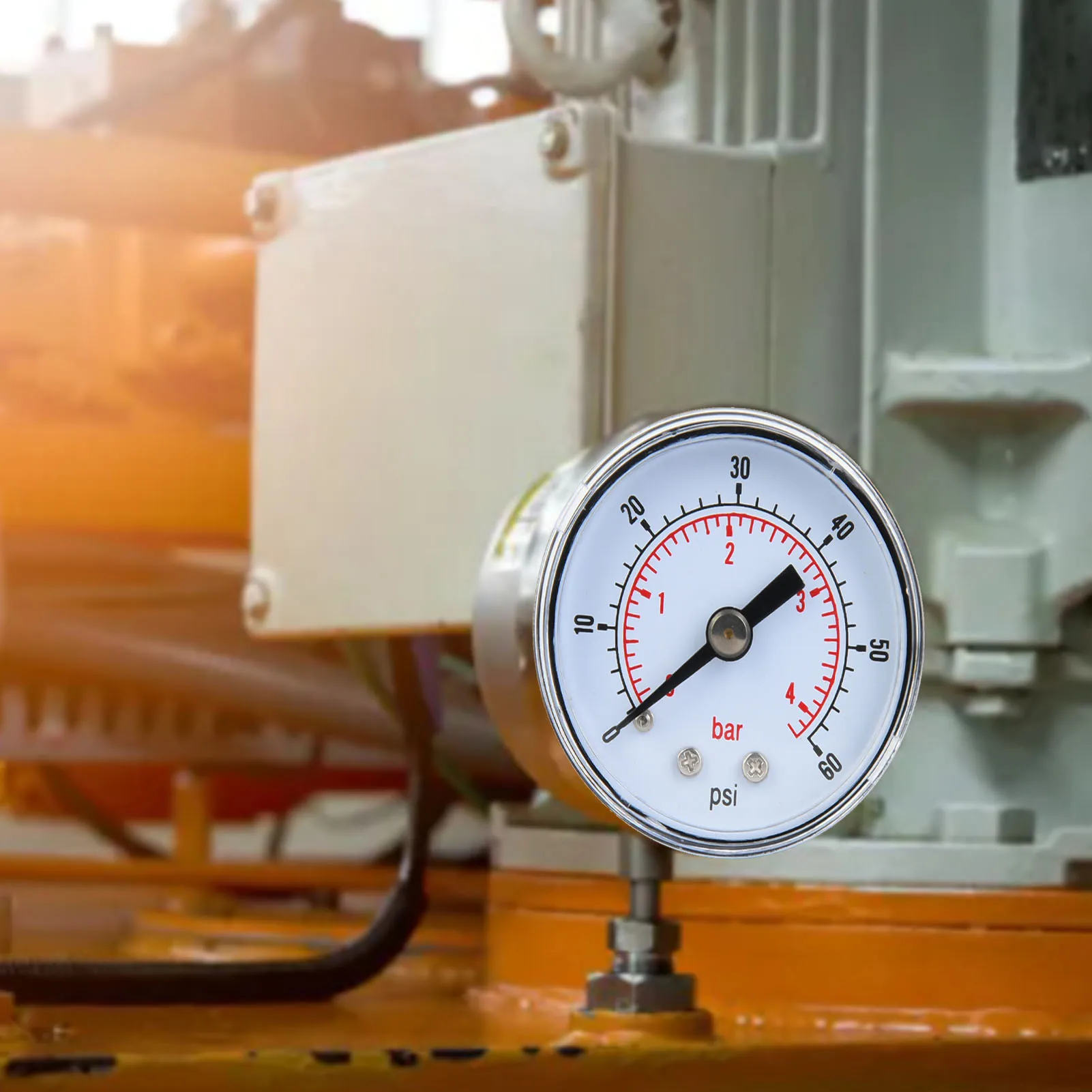 Medidor de pressão mecânico para ar, óleo e água, conexão traseira BSPT de 1/8 polegadas (0-60psi 0-4bar)