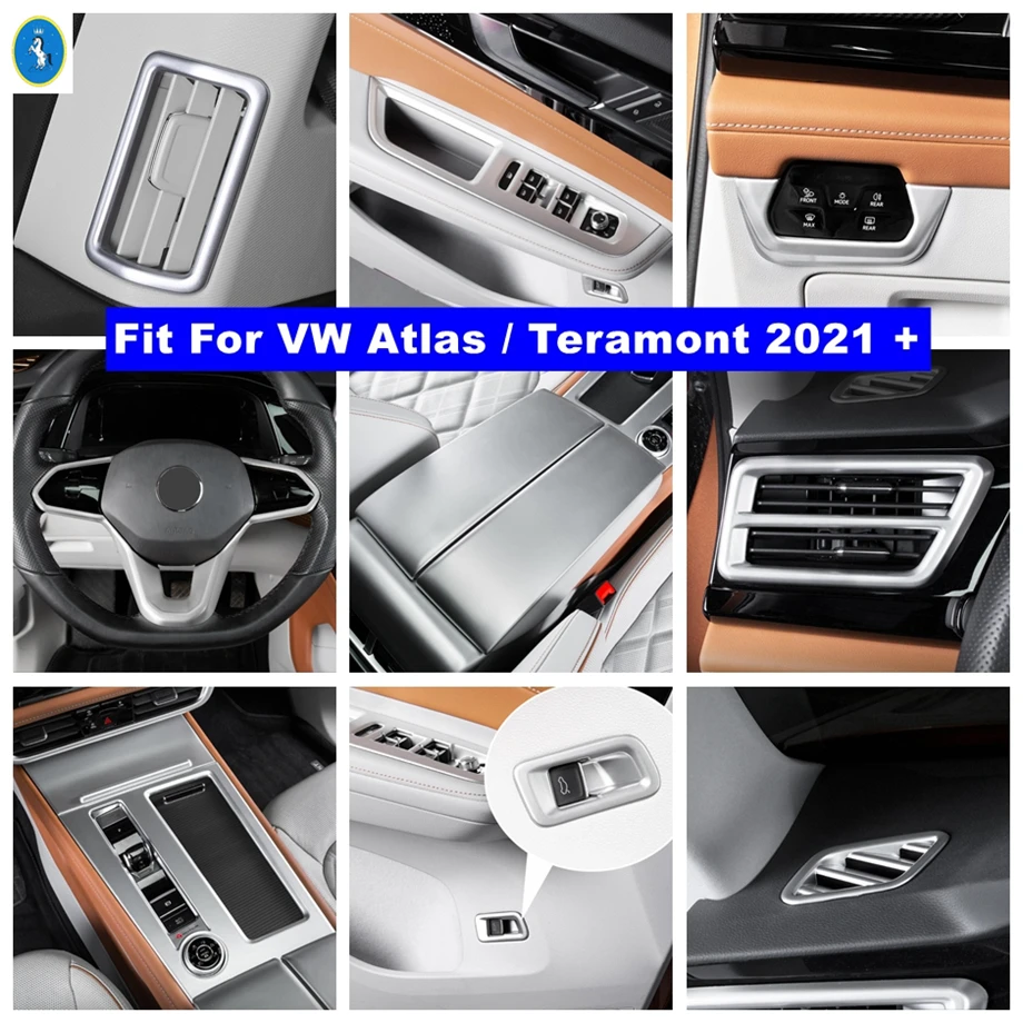 

Car Steering Wheel / Window Lift / Gear Shift Box Decor Panel Cover Trim ABS Accessories For VW Atlas / Teramont 2021 2022 Matte