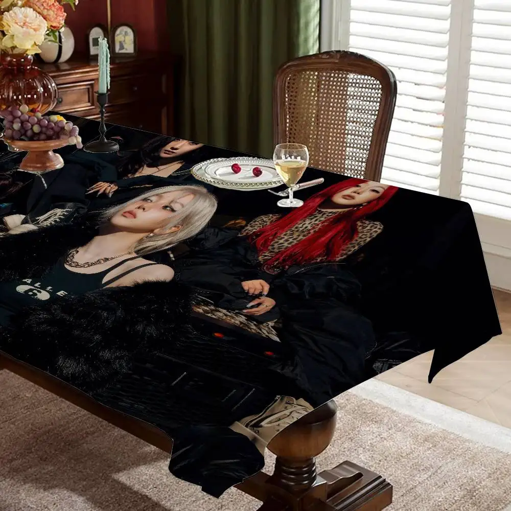 Band Singer A-aespa Kpop Tablecloth Birthday Party Wedding Christmas Table Cover Wipe Desk Cloth Decor Covers Rectangle