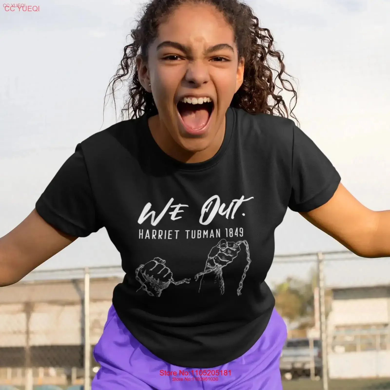 We Out Harriet Tubman with Chains T Shirt Black History vintage Washed streetwear Versatile fashion Casual graphic Stylish