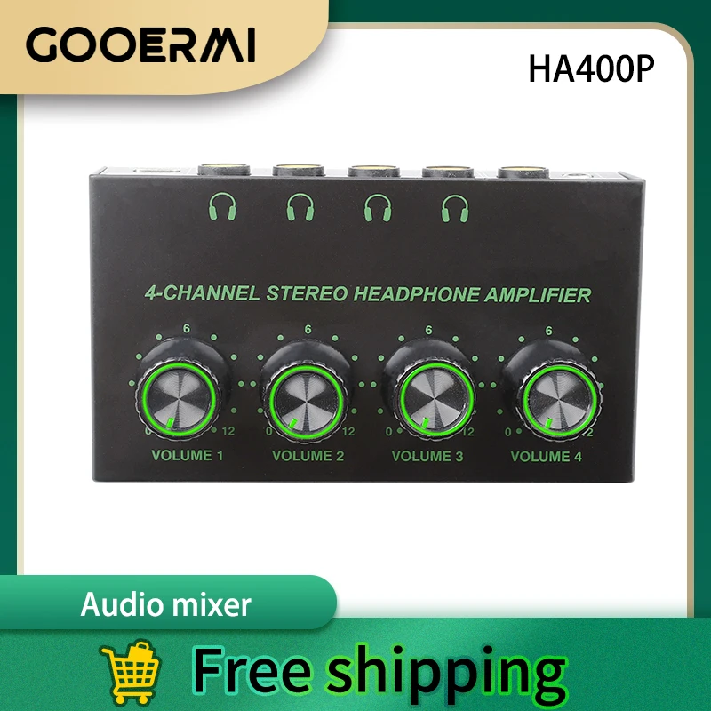 

Gooermi HA400P 4-канальный стереоусилитель для наушников с регулируемой громкостью, розетка для семейного караоке и музыкальной системы
