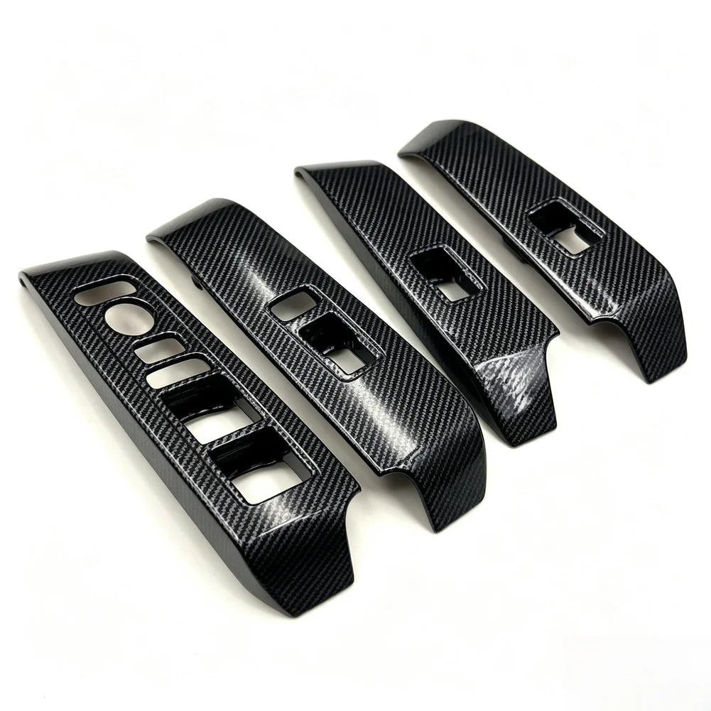 For Civic 2023 11th Gen Window Lift Trim Stickers ABS Construction Carbon Fiber Pattern Interior Decoration Kit