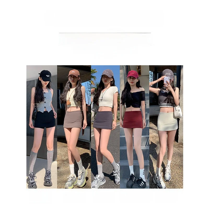 Red Sexy Bodycon  Skirt Women's Summer Slim Fit Waist Slimming Short Skirt Hot Girl Pure Desire Half-length Skirt