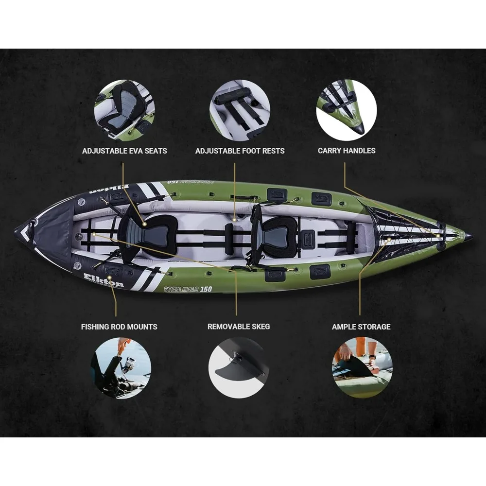 Aufblasbares Angelkajakboot mit Steelhead