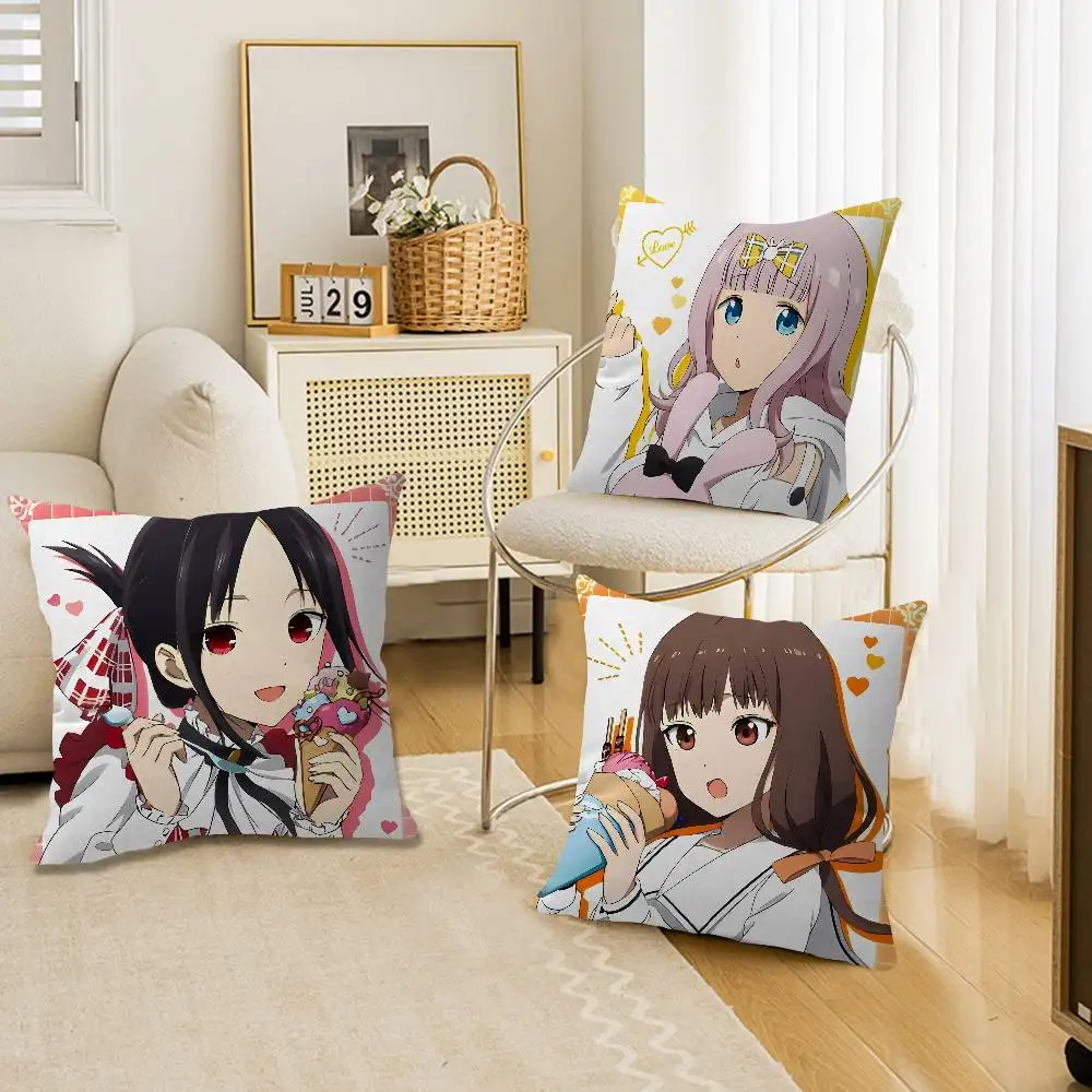 Anime Kaguya Sama Love Is War Pillow Gift Home Office Decoration Bedroom Sofa Car Cushion Cover case 45x45