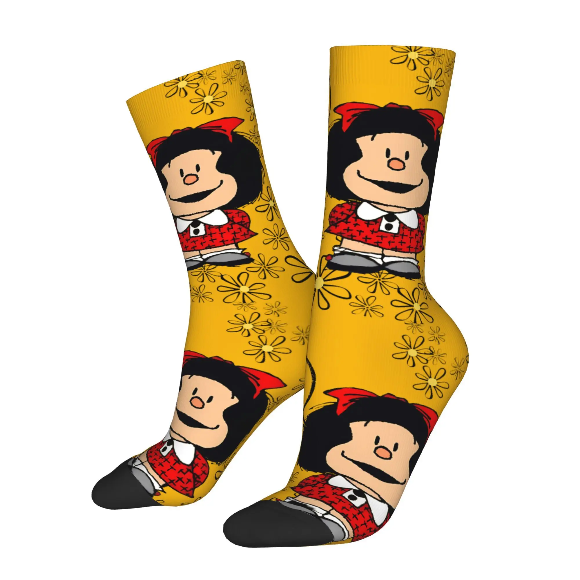 

Забавные носки для мужчин Mafalda, хип-хоп, Harajuku, счастливый дышащий узор, носки с принтом, новинка, подарок