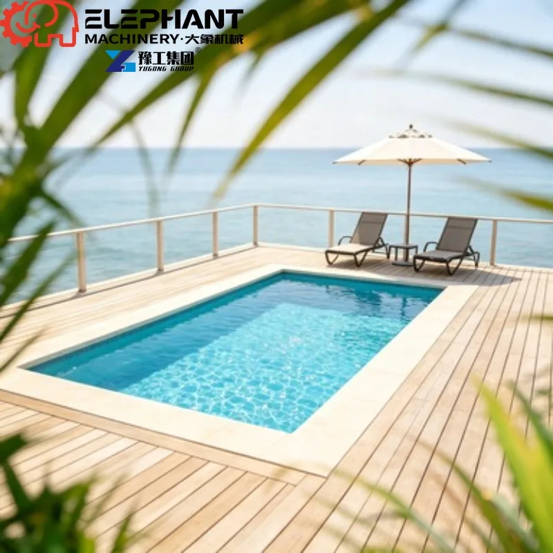 Fiberglass Deep Shape Swimming Pool Shell, Family Leisure Pool Equipped With Waterfall And Pool Grating