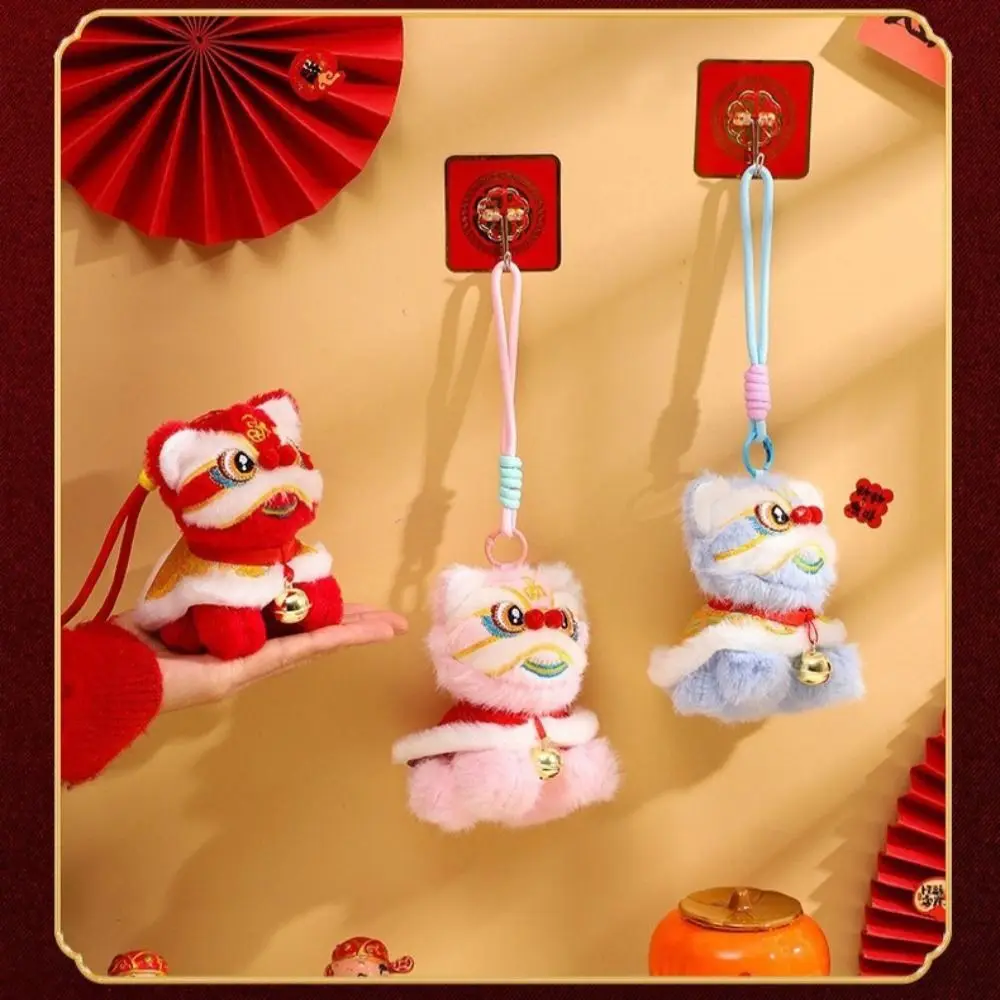 2026 New Year Lion Dance Material Hanging Design Chinese Spring Festival Ornament with a Bell Cute Wall Door Pendant