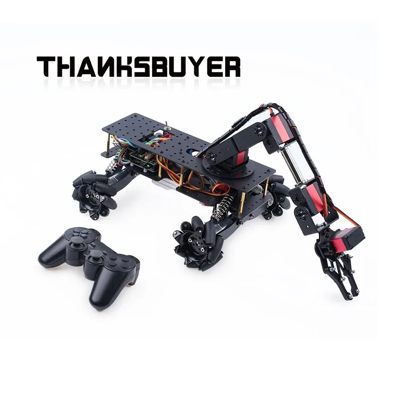 4WD Mecanum Wheel Car Shock-Absorbing Smart Car Chassis Platform (Chassis + 4DOF Robotic Arm)