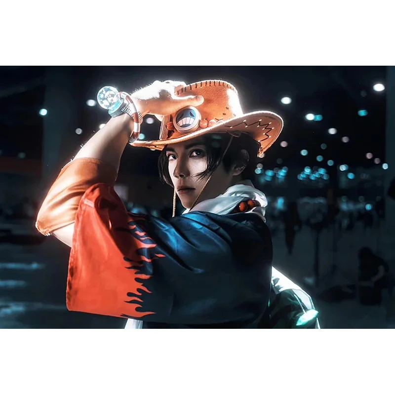 Urso den anime halloween 1 peça portgas d ace cosplay traje casaco shorts chapéu terno carnaval festa performan novo 2025