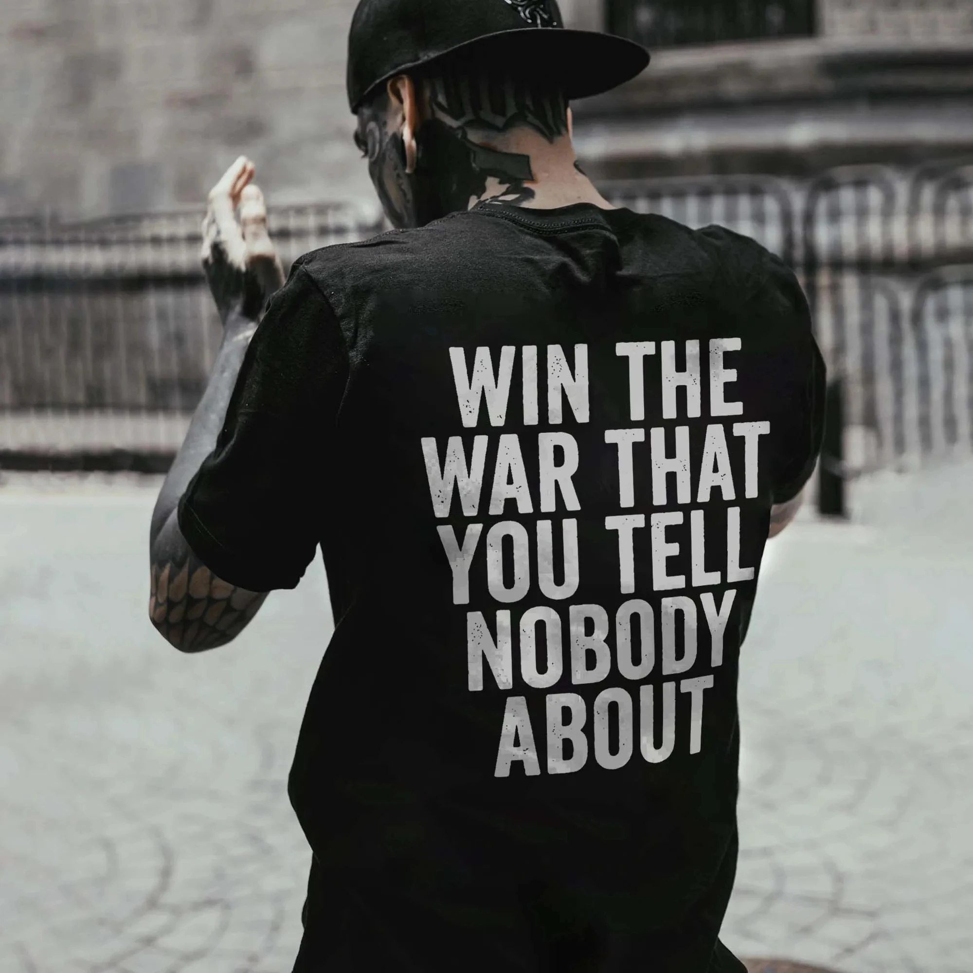 Win The War That You Tell Nobody about Print T-shirt Men Women Y2K Unisex Short Sleeve Casual Daily Streetwear Fashion Tops