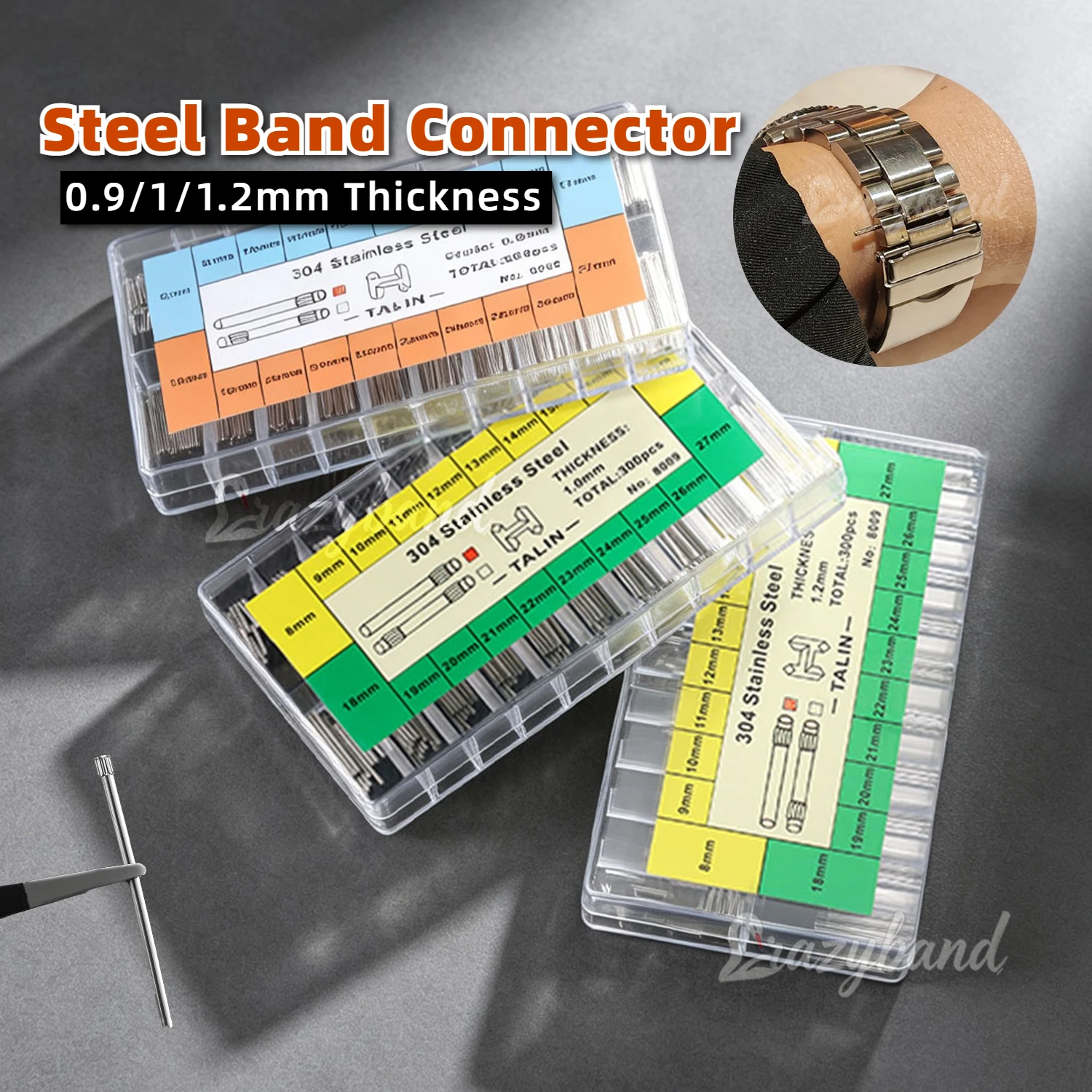 304 Stainless Steel Watch Band Strap 0.9/1mm 1.2mm Thickness Bracelet Friction Bar Link Pins Replace Part Watch Repair Accessory