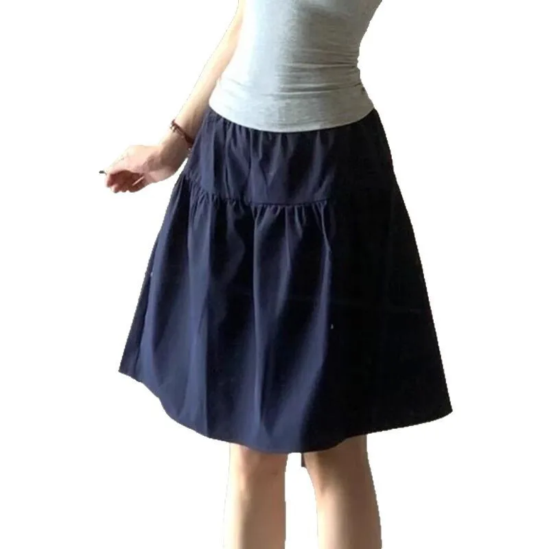 Women's Sweet Cake Tiered Skirt Summer High Waist Elastic Waist Anti-explosion Academy Style A Line Mini Skirt