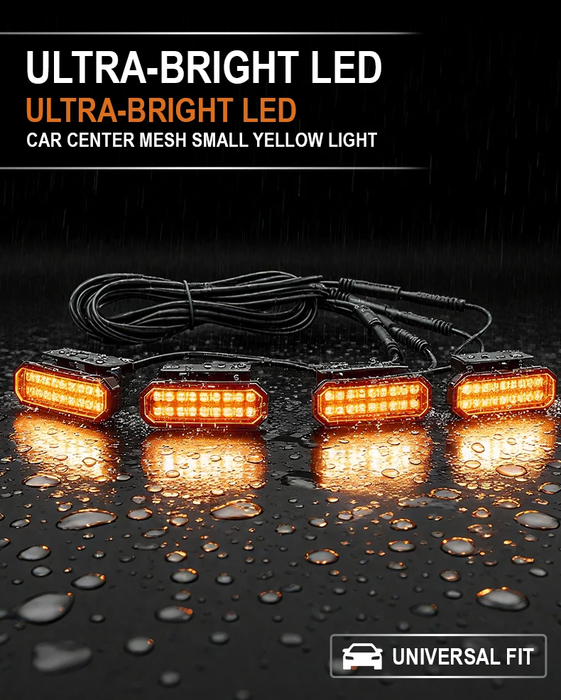 FOR Toyota Fortuner Center Front Grille Small Amber Light Front Grille Lights LED Decorative Warning Light Pickup 12V