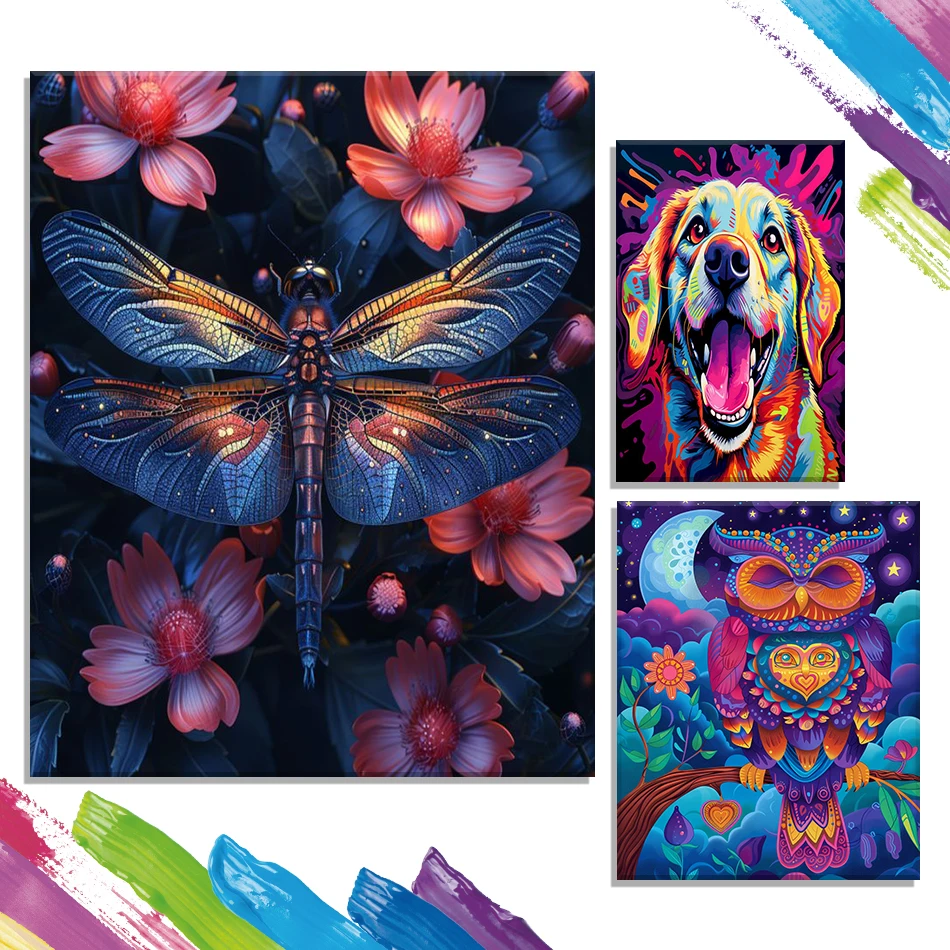 

GATYZTORY Painting By Numbers With Canvas Frame Animals Watercolors Drawing On Canvas Paintings On Number Wall Art Picture Kits