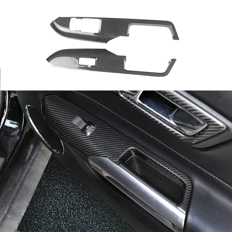 Carbon Fiber Interior Kits Dashboard Meter Bar Cover Center Console Trims Door Panel Trims for Mustang 2015+ view 4