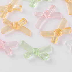 20/50pc Acrylic Rainbow Ribbon Bow Spacer Bead Jewelry Making DIY Hairpin Headwear Keychain Earrings Crafts Accessories