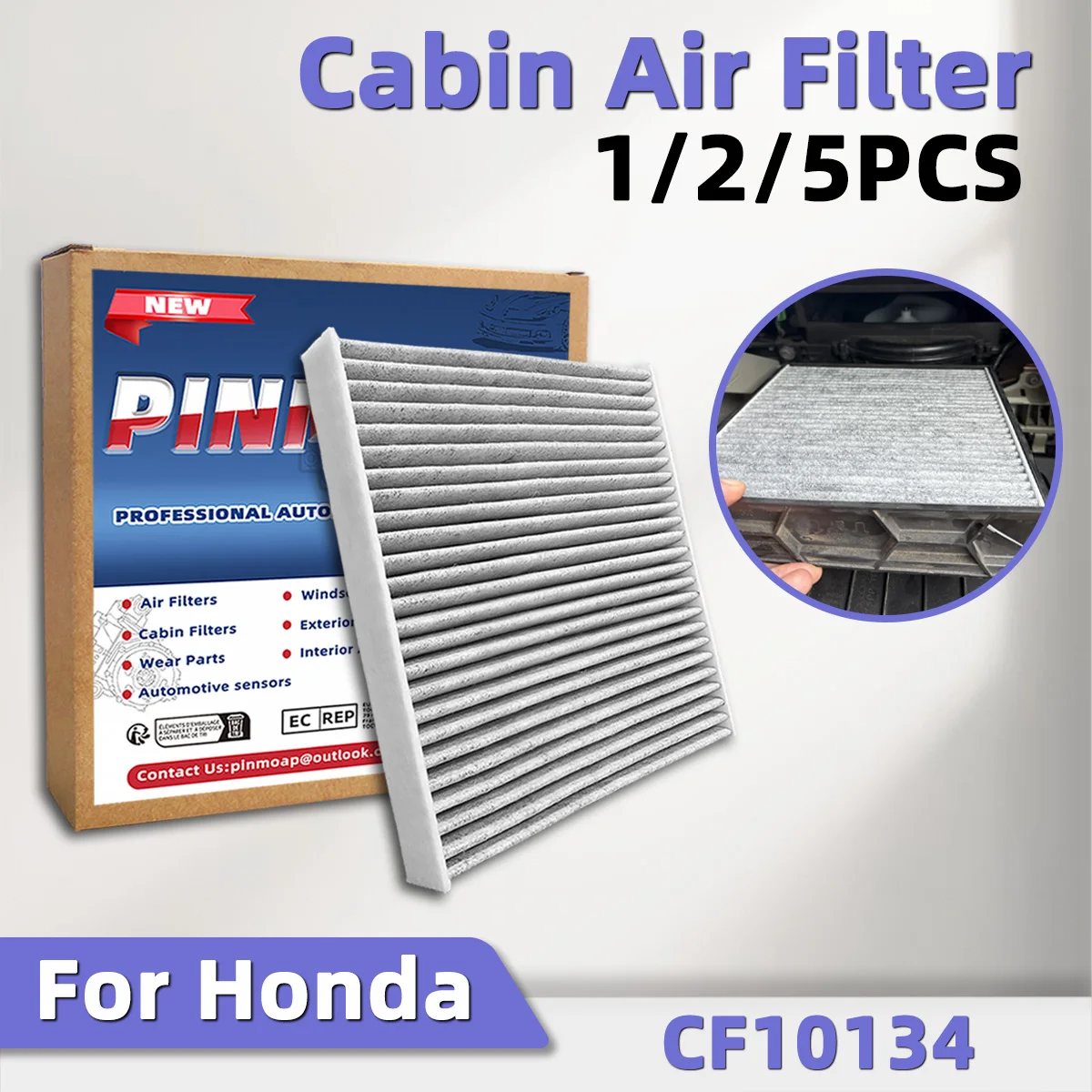 1/2/5PCS Air Filter Car Cabin Activated Carbon Air Filter CF10134 Suitable For Honda 80219-SHJ-A01 80292-SDA-407 80292-SDA-A01
