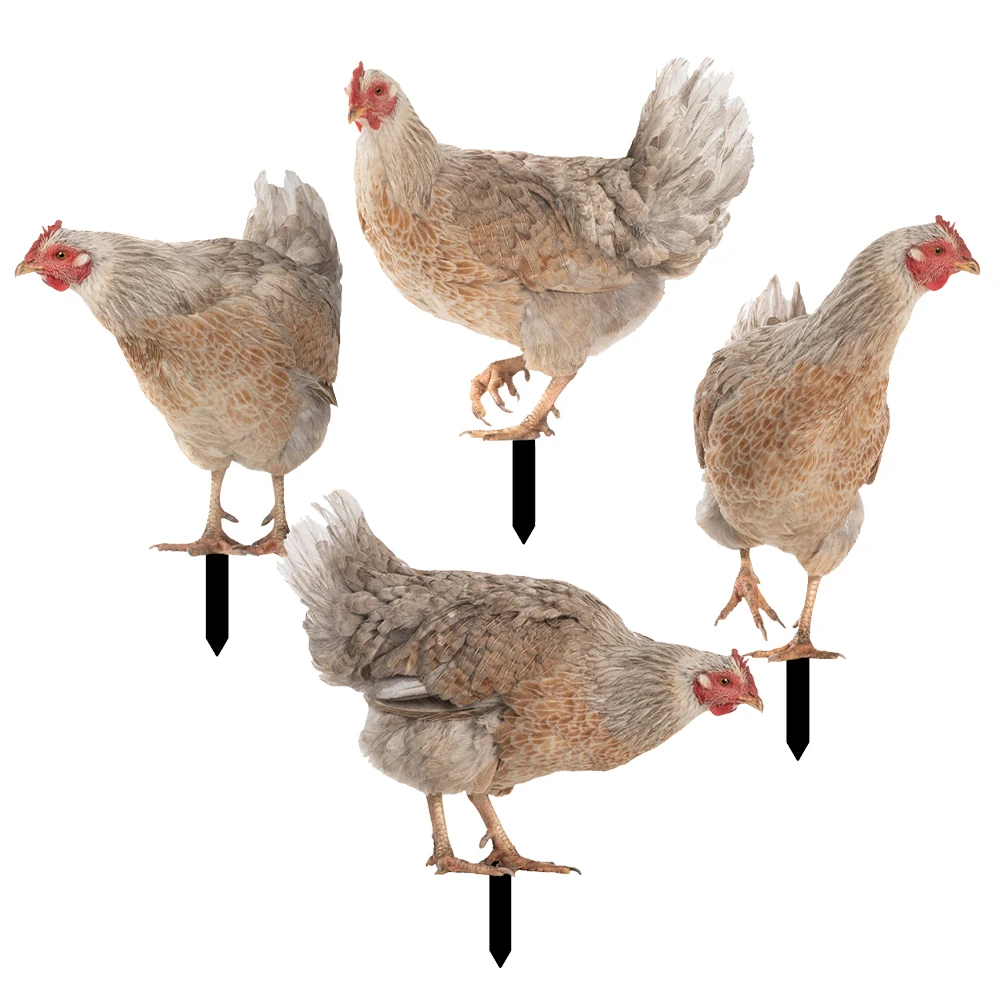

4 Pcs Simulated Hen Decoration Stake Smooth Surface Garden Lawn Ornament Yard Sign Outdoor Decor Garden Chicken Stakes