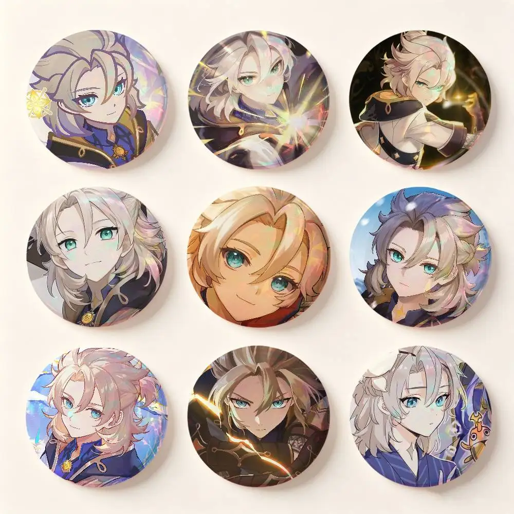 Albedo Genshin Impact Badges 25 32 44 58 75 Mm Round Cosplay Pin Bag Decor Fans Collect Friends Gifts Brooch Souvenir