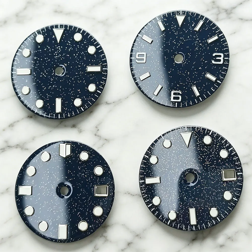28.5mm Starry Sky Watch with C3 Blue Luminants Suitable for NH35 NH36 Automatic Mechanical Movement Replacement Parts
